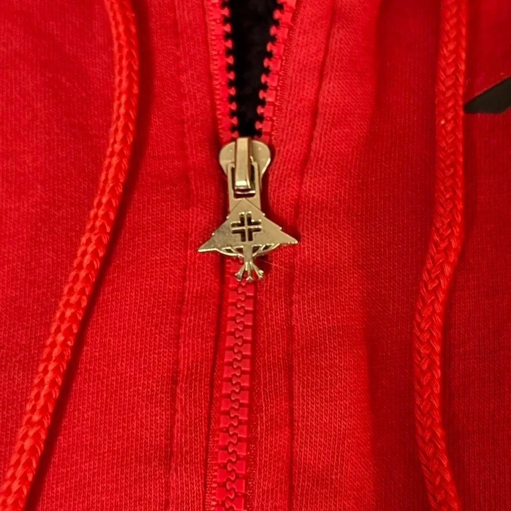 Red LRG zip up hoodie with black accents men Size XL